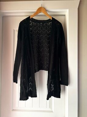 Massimo Black Open-Front Knit Cardigan